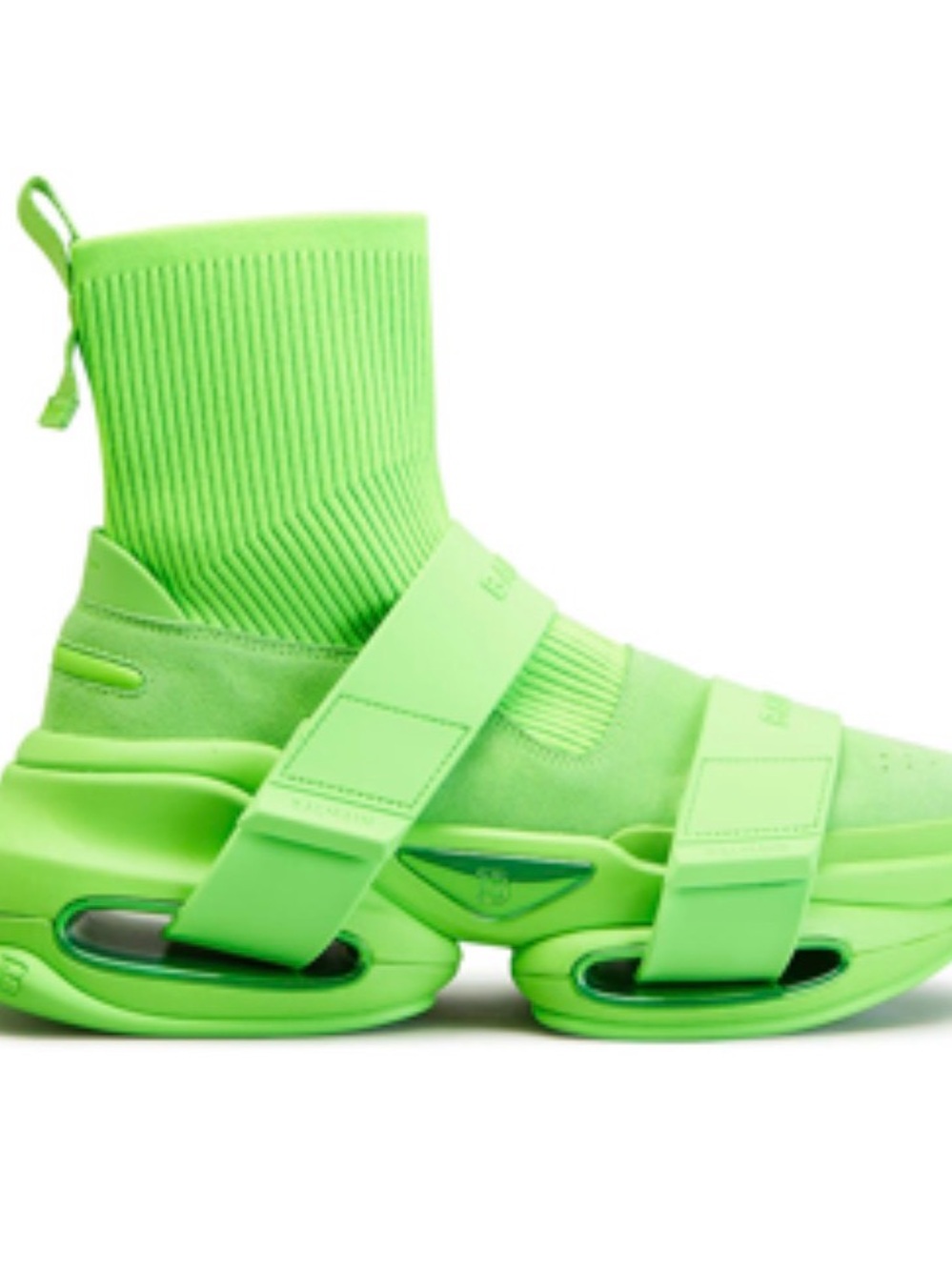 Balmain B-Bold High-Top Sock Sneakers Neon Green Size 45 / US 12 Designer Luxury